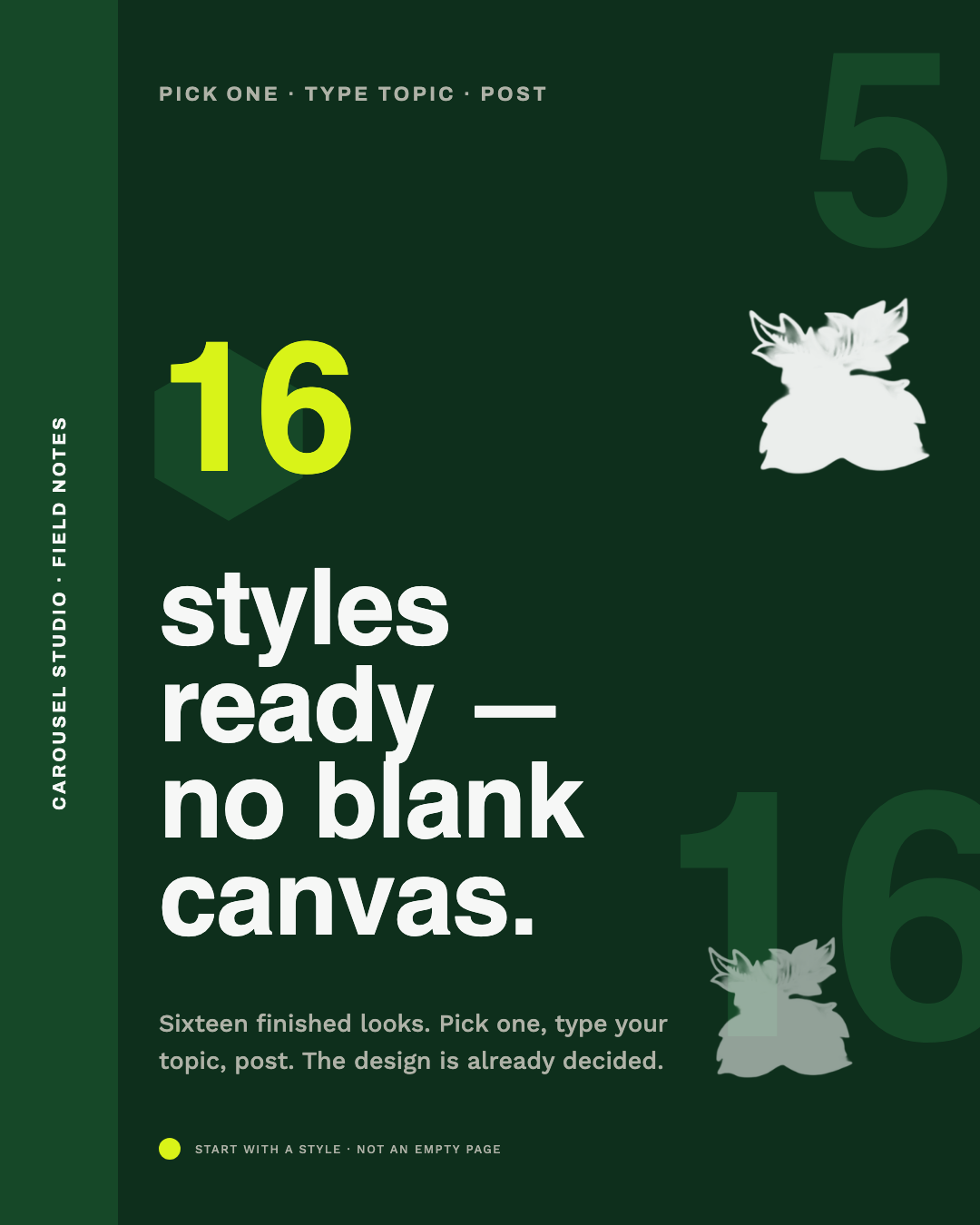 16 carousel styles, ready to post preview